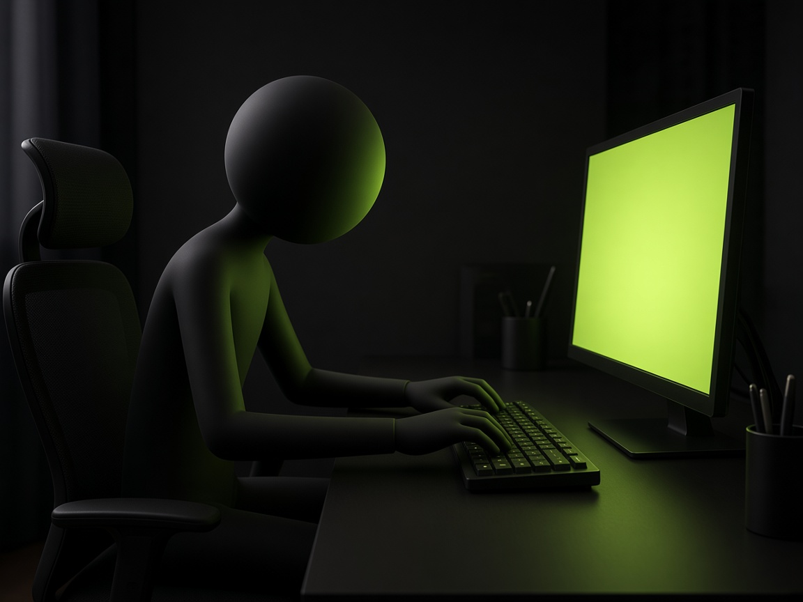 Stick figure at a desk in a deep work block.